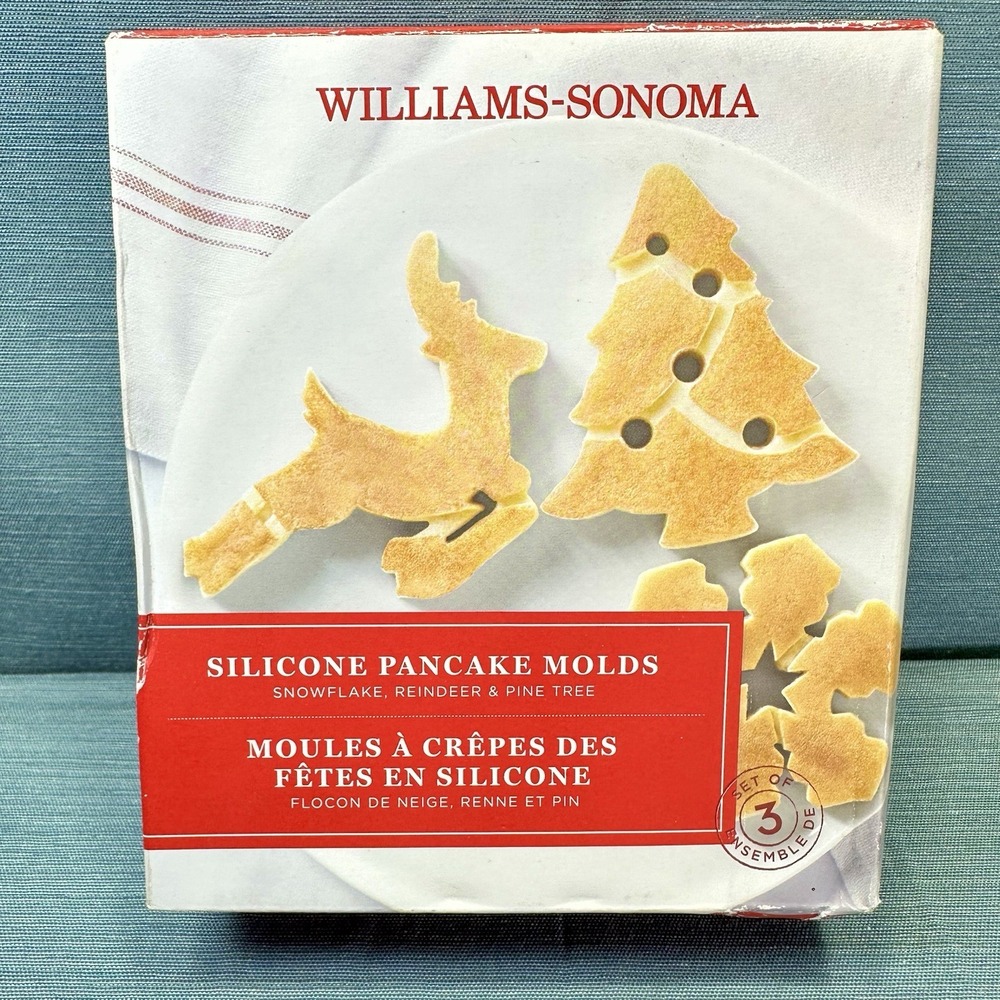 Williams Sonoma Silicone Christmas Pancake Molds Set Tree Reindeer Snowflake NEW